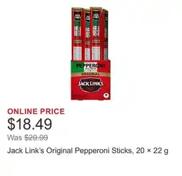 Costco Jack Link's Original Pepperoni Sticks, 20 × 22 g offer