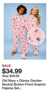 Old Navy Old Navy x Disney Gender-Neutral Button-Front Graphic Pajama Set for Kids offer