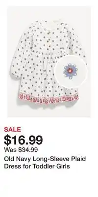 Old Navy Old Navy Long-Sleeve Plaid Dress for Toddler Girls offer