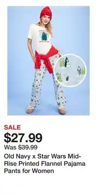 Old Navy Old Navy x Star Wars Mid-Rise Printed Flannel Pajama Pants for Women offer