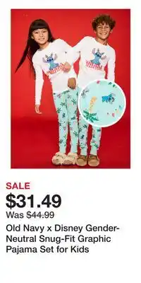 Old Navy Old Navy x Disney Gender-Neutral Snug-Fit Graphic Pajama Set for Kids offer
