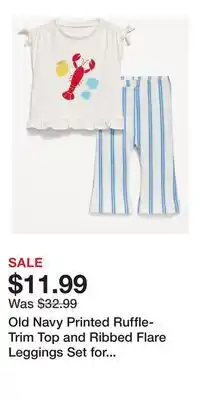 Old Navy Old Navy Printed Ruffle-Trim Top and Ribbed Flare Leggings Set for Baby offer