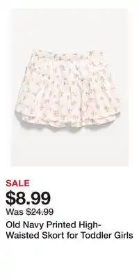 Old Navy Old Navy Printed High-Waisted Skort for Toddler Girls offer