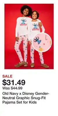 Old Navy Old Navy x Disney Gender-Neutral Graphic Snug-Fit Pajama Set for Kids offer