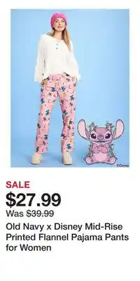 Old Navy Old Navy x Disney Mid-Rise Printed Flannel Pajama Pants for Women offer