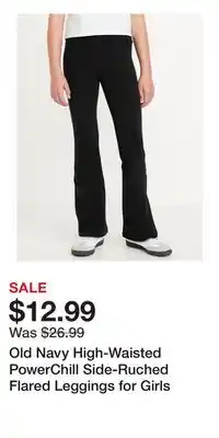 Old Navy Old Navy High-Waisted PowerChill Side-Ruched Flared Leggings for Girls offer