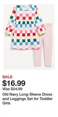Old Navy Old Navy Long-Sleeve Dress and Leggings Set for Toddler Girls offer