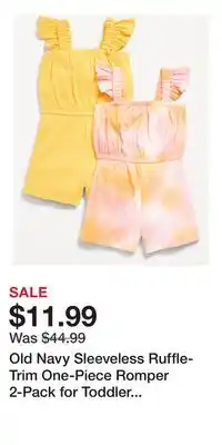 Old Navy Old Navy Sleeveless Ruffle-Trim One-Piece Romper 2-Pack for Toddler Girls offer