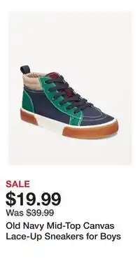 Old Navy Old Navy Mid-Top Canvas Lace-Up Sneakers for Boys offer