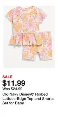 Old Navy Old Navy Disney Ribbed Lettuce-Edge Top and Shorts Set for Baby offer