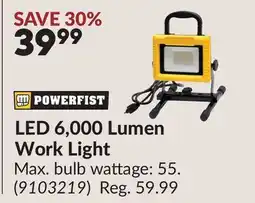 Princess Auto LED 6,000 Lumen Work Light offer