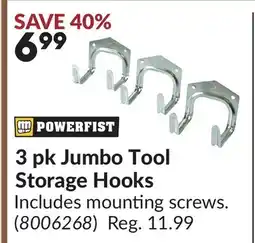 Princess Auto 3 pk Jumbo Tool Storage Hooks offer