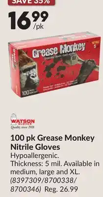 Princess Auto 100 pk Grease Monkey Nitrile Gloves offer