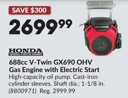 Princess Auto 688cc V-Twin GX690 OHV Gas Engine with Electric Start offer