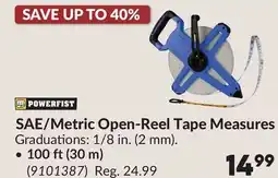 Princess Auto SAE/Metric Open-Reel Tape Measures offer