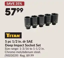 Princess Auto 5 pc 1/2 in. dr SAE Deep Impact Socket Set offer