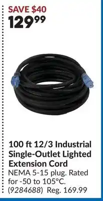 Princess Auto 12999 100 ft12/3 Industrial Single-Outlet Lighted Extension Cord offer