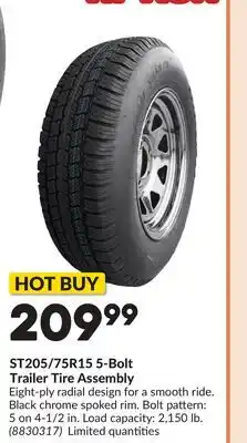 Princess Auto ST205/75R15 5-Bolt Trailer Tire Assembly offer