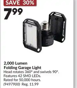 Princess Auto 2,000 Lumen Folding Garage Light offer