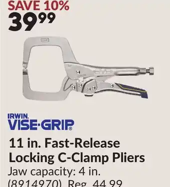 Princess Auto 11 in. Fast-Release Locking C-Clamp Pliers offer