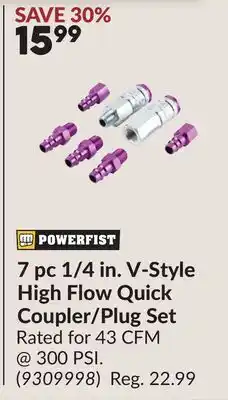 Princess Auto 7 pc 1/4 in. V-Style High Flow Quick Coupler/Plug Set offer