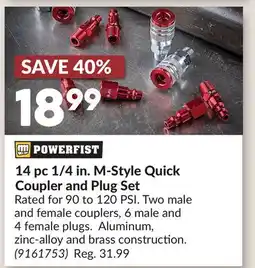 Princess Auto 14 pc 1/4 in. M-Style Quick Coupler and Plug Set offer