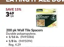 Princess Auto 200 pk Wall Tile Spacers offer