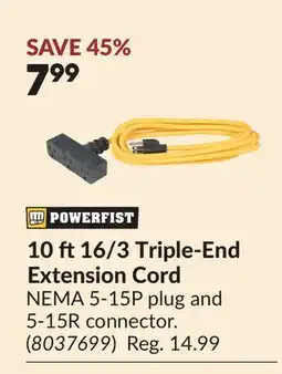 Princess Auto 10 ft16/3 Triple-End Extension Cord offer