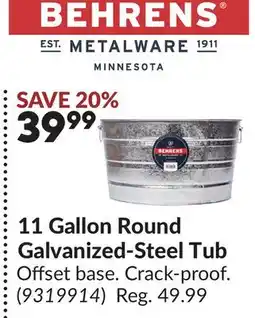 Princess Auto 11 Gallon Round Galvanized-Steel Tub offer