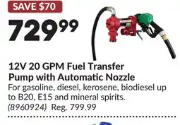 Princess Auto 12V 20 GPM Fuel Transfer Pump with Automatic Nozzle offer