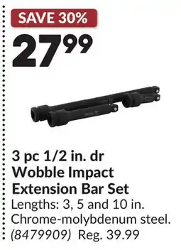 Princess Auto 3 pc 1/2 in. dr Wobble Impact Extension Bar Set offer