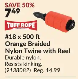Princess Auto 18 x 500 Orange Braided Nylon Twine with Reel offer
