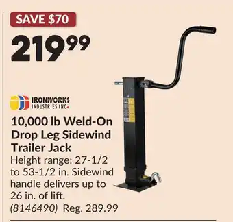 Princess Auto 10,000 lb Weld-On Drop Leg Sidewind Trailer Jack offer
