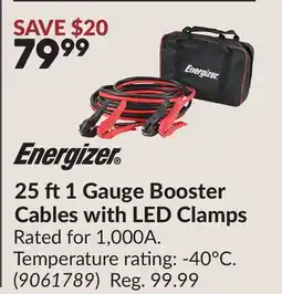 Princess Auto 25 ft1 Gauge Booster Cables with LED Clamps offer