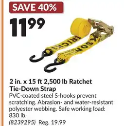 Princess Auto 2 in. x 15 ft2,500 lb Ratchet Tie-Down Strap offer