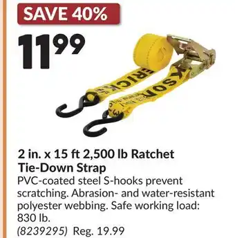 Princess Auto 2 in. x 15 ft2,500 lb Ratchet Tie-Down Strap offer