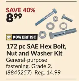 Princess Auto 172 pc SAE Hex Bolt, Nut and Washer Kit offer
