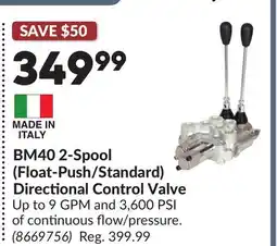 Princess Auto BM40 2-Spool (Float-Push/Standard) Directional Control Valve offer