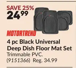 Princess Auto 4 pc Black Universal Deep Dish Floor Mat Set offer