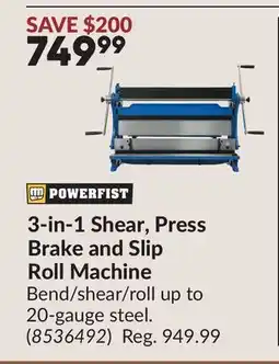 Princess Auto 3-in-1 Shear, Press Brake and Slip Roll Machine offer