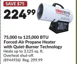 Princess Auto 75,000 to 125,000 BTU Forced-Air Propane Heater with Quiet-Burner Technology offer