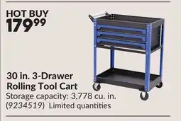 Princess Auto 30 in. 3-Drawer Rolling Tool Cart offer
