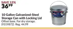 Princess Auto 10 Gallon Galvanized-Steel Storage Can with Locking Lid offer