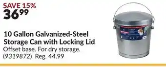 Princess Auto 10 Gallon Galvanized-Steel Storage Can with Locking Lid offer