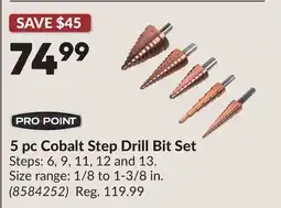 Princess Auto 5 pc Cobalt Step Drill Bit Set offer