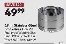 Princess Auto 19 in. Stainless-Steel Smokeless Fire Pit offer