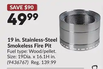 Princess Auto 19 in. Stainless-Steel Smokeless Fire Pit offer