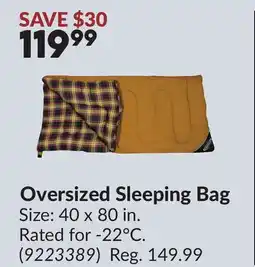 Princess Auto Oversized Sleeping Bag offer