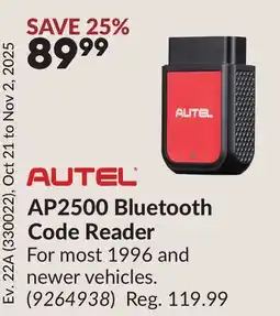 Princess Auto AP2500 Bluetooth Code Reader offer