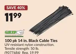 Princess Auto 100 pk 14 in. Black Cable Ties offer